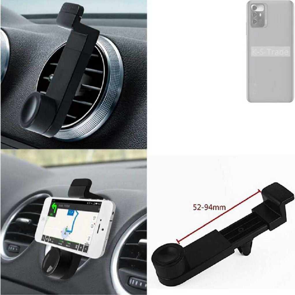 K-S-Trade Lüftungshalterung kompatibel mit ZTE Voyage 30 Smooth Edition KFZ-Halterung Autohalterung Handy-halterung Lüftungsgitter Lüftungsschlitze