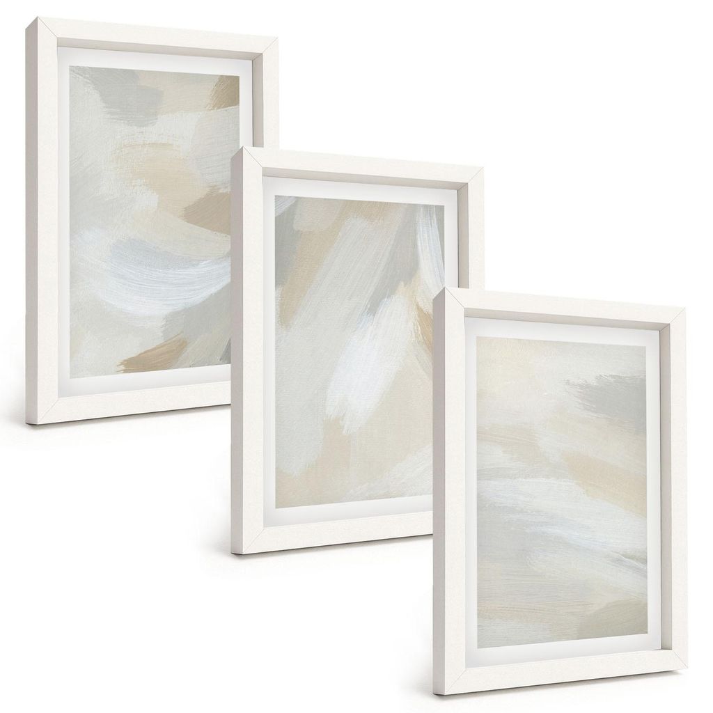 Bilder Set 3-teilig im weißen Rahmen – Wandbilder 3 Stück – gerahmte Poster für Wohnzimmer, Schlafzimmer und Flur – 20x30 cm – Abstrakte...