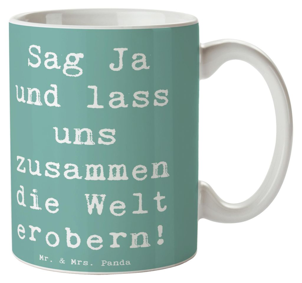 Mr. & Mrs. Panda Kaffeebecher Spruch Heiratsantrag Abenteuer - Meeresbrise - Geschenk, Heiraten, Tasse, Heirat, Liebe feiern, Liebesmoment, Kaffeet...