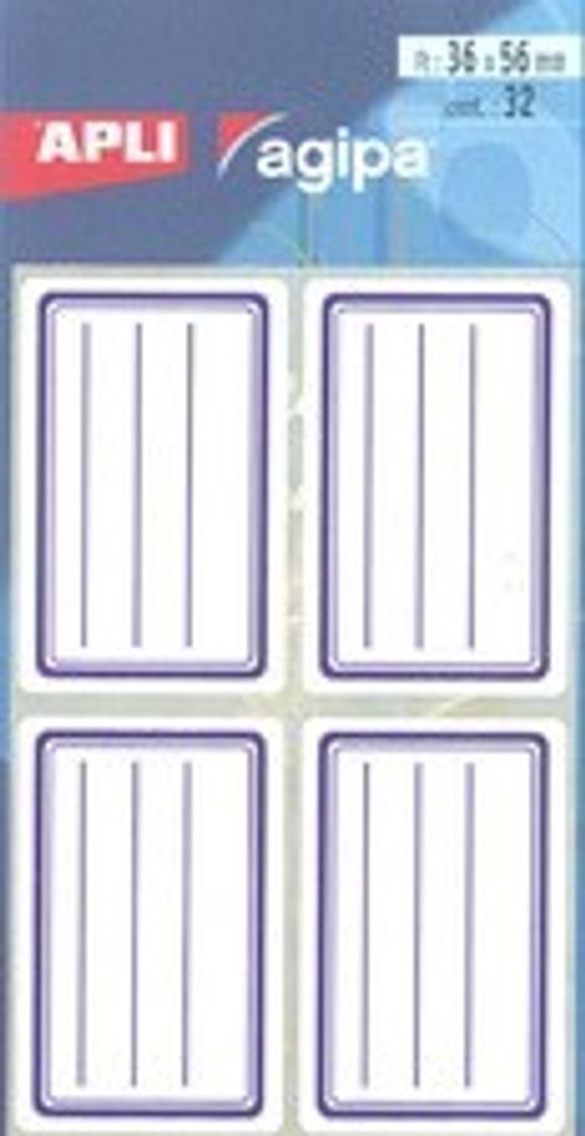 APLI Buchetiketten weiß/blau 36 x 56 mm liniert 32 Stück Produktbild 