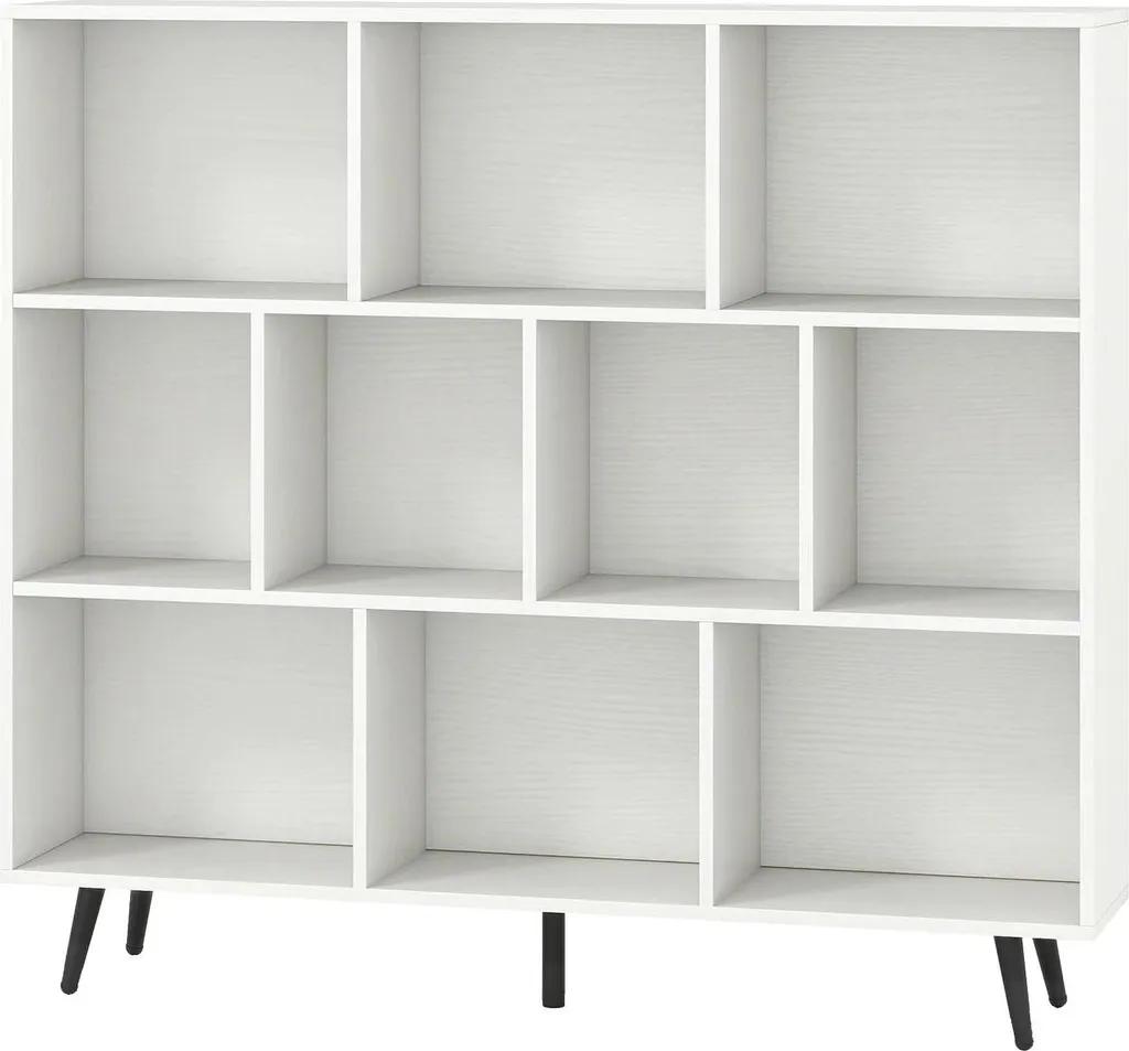 Bibliothèque à compartiments bois 3 niveaux hauteur 107 cm - Série Modulo