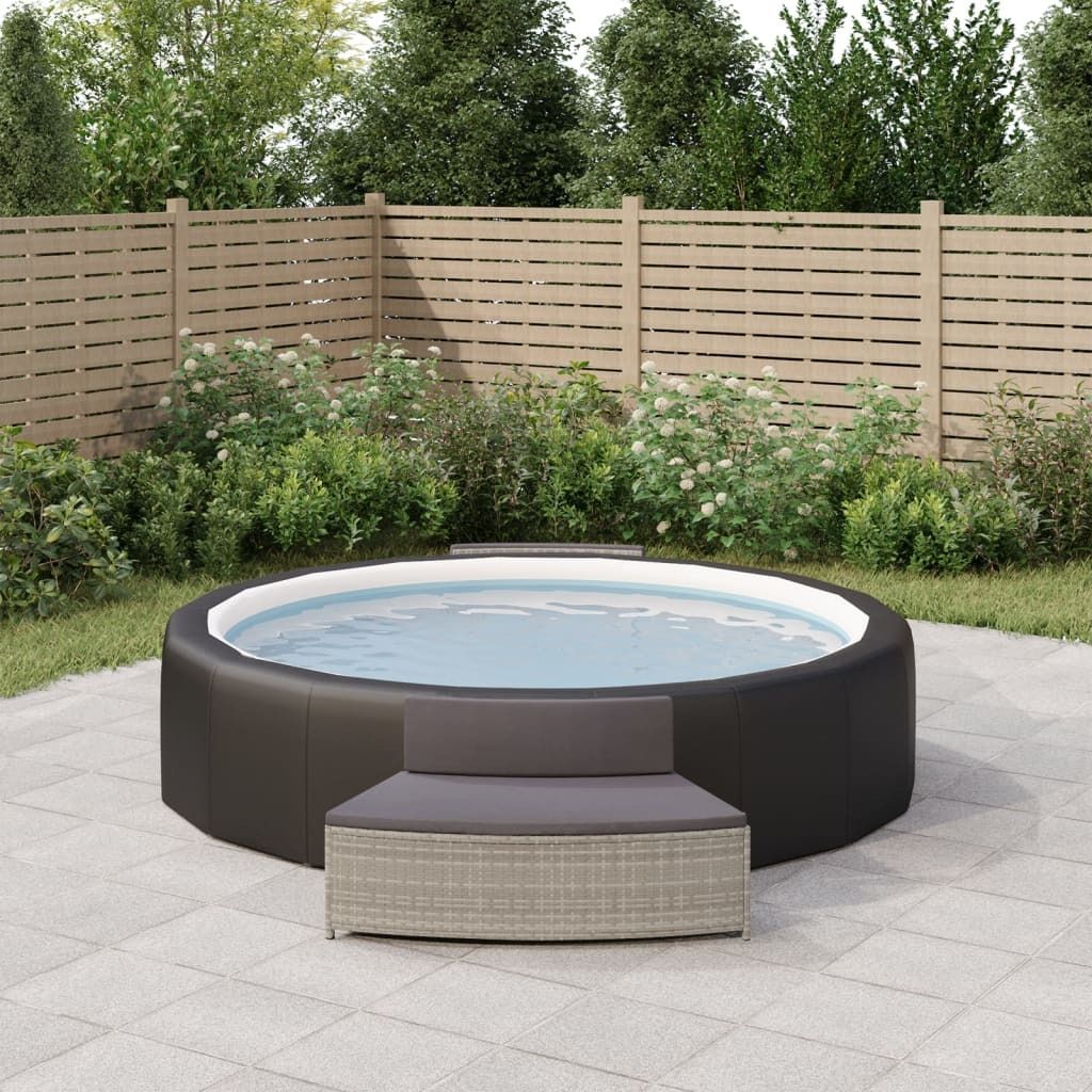 Whirlpool-Bänke mit Auflagen 2 Stk. Grau Poly Rattan 362263