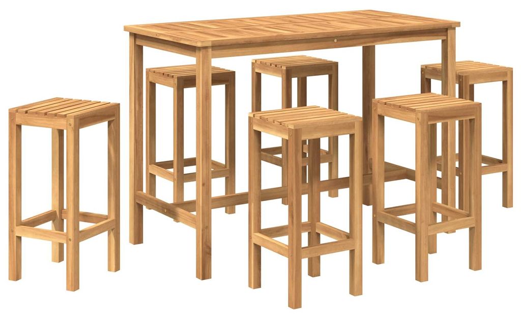 vidaXL Outdoor Bar Set 7 Stück Natur Massives Teakholz