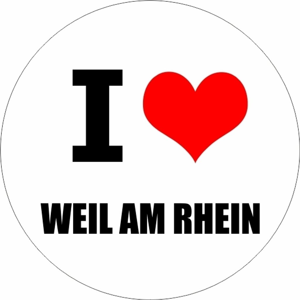 Kiwistar - Autoaufkleber - 8x8 cm - außen klebend - I love Weil am Rhein Lörrach für Auto, Laptop, Fahrrad, LKW, Motorrad Aufkleber mehrfarbig S...