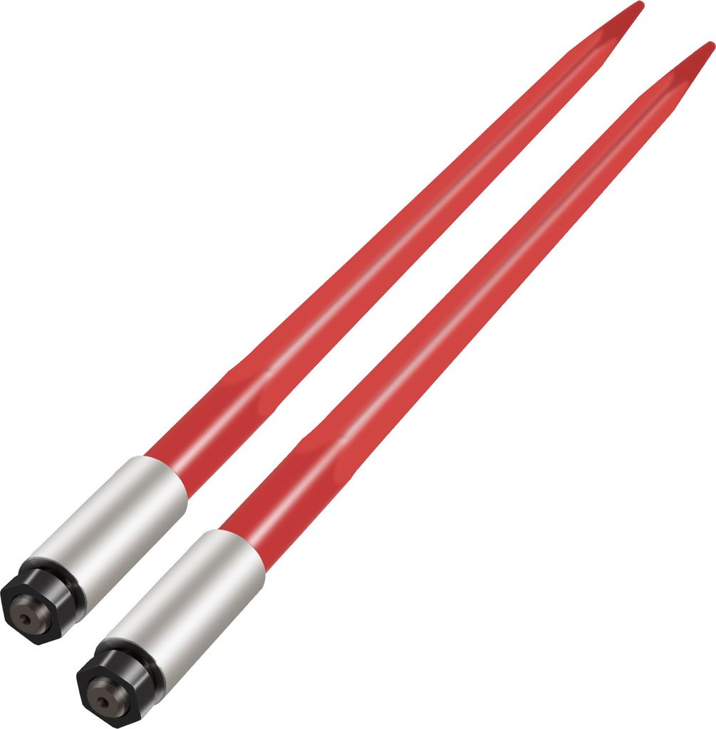 VEVOR 2er-Set Frontladerzinken 4,5 x 99 cm Ballenzinken 1360 kg Kapazität, Schnellbefestigung, quadratische Ballenspieße, rot beschichtete Ballen...