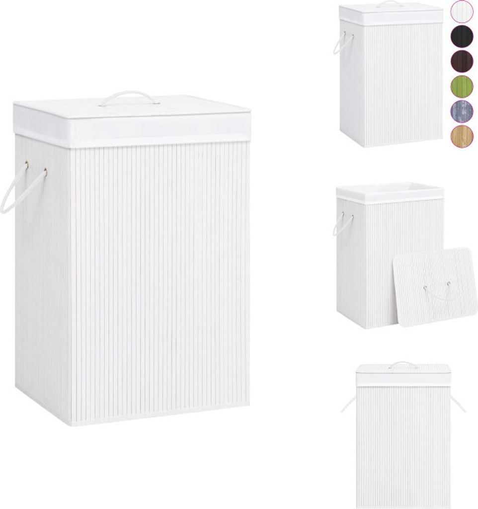 vidaXL Bambus-Wäschekorb mit 1 Fach Weiß - Wäschekörbe