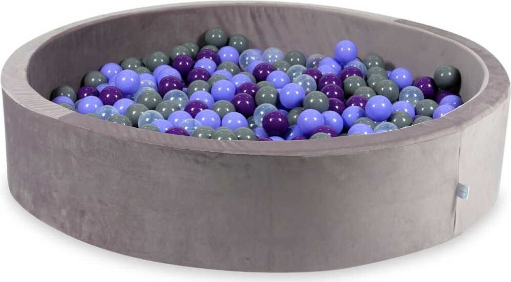 Bällebad 130x30 Samt lila – Mit 600 Bällen / transparent, meliert, lila, grau