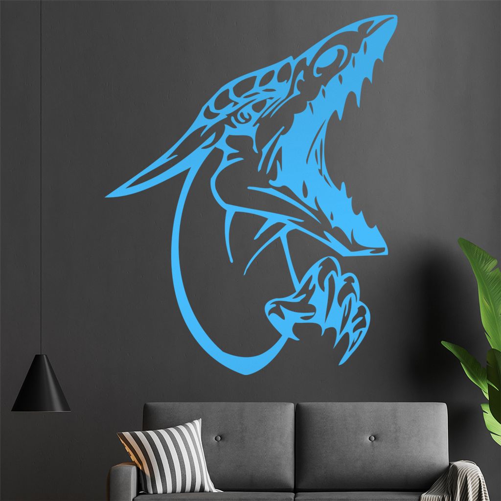 Drachen Kopf Wandtattoo in 6 Größen - Wandaufkleber Wall Sticker - Dekoration, Küche, Wohnzimmer, Schlafzimmer, Badezimmer