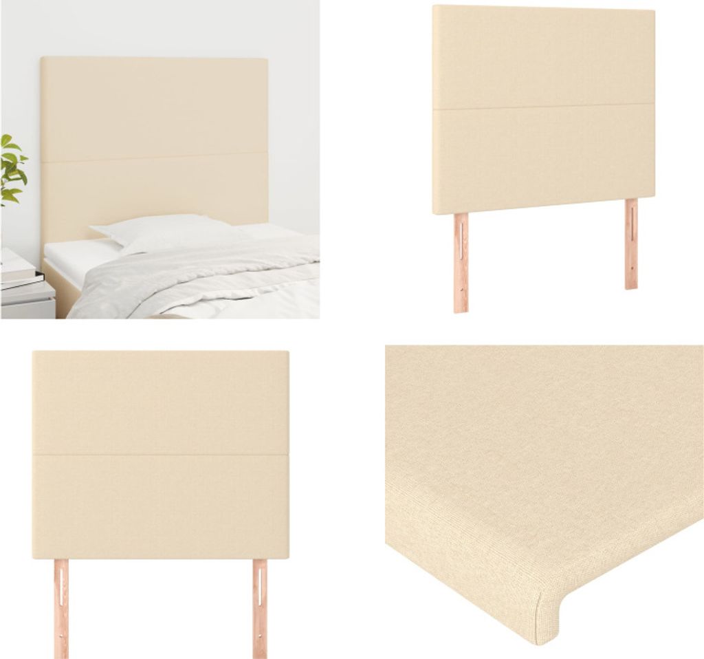 vidaXL Kopfteile 2 Stk. Creme 80x5x78/88 cm Stoff - Kopfteil - Kopfteile - Bett-Kopfteil - Bettkopfteil