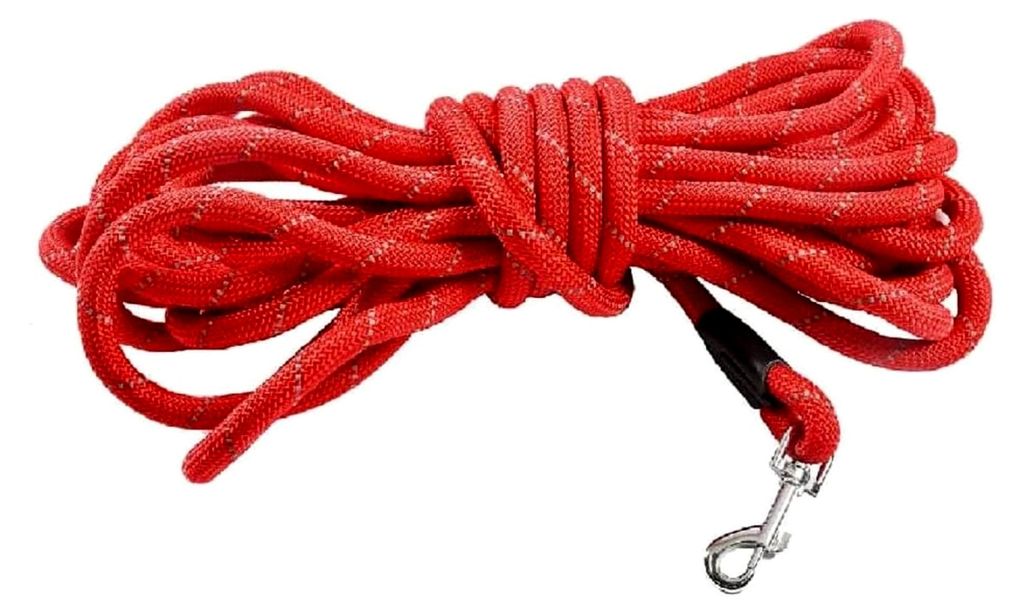 Hundeleine 5 Meter – Schlauchförmige Leine aus widerstandsfähigem Nylon, Rot