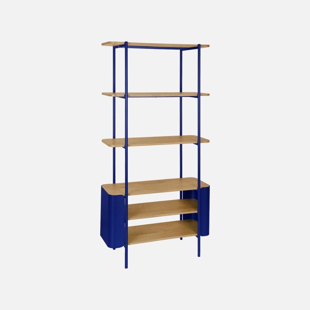 sweeek - Bücherregal mit gewölbtem Metall und Holzdekor, 6 Produktbild 