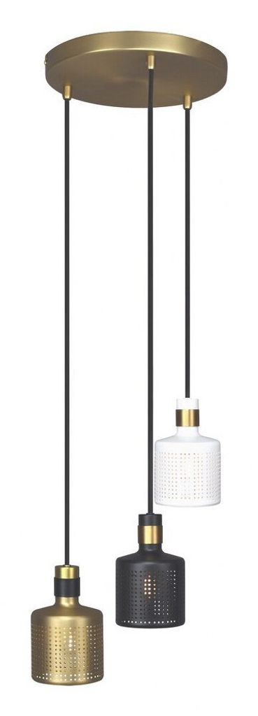 Rabalux 5092 Pendelleuchte 3 Spots Alberta, E27, gold-weiß-schwarz, Industriell
