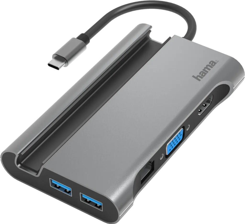 Solution ports insuffisants : Hub USB-C 7-en-1 Hama 200102 HDMI et SD