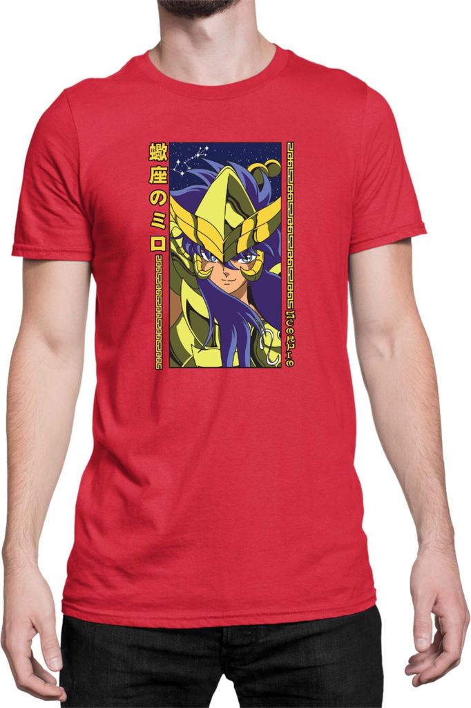 Herren T-Shirt Japan Anime Manga Saint Anime Seiya Scorpio Scorpio, Man XL / Rot