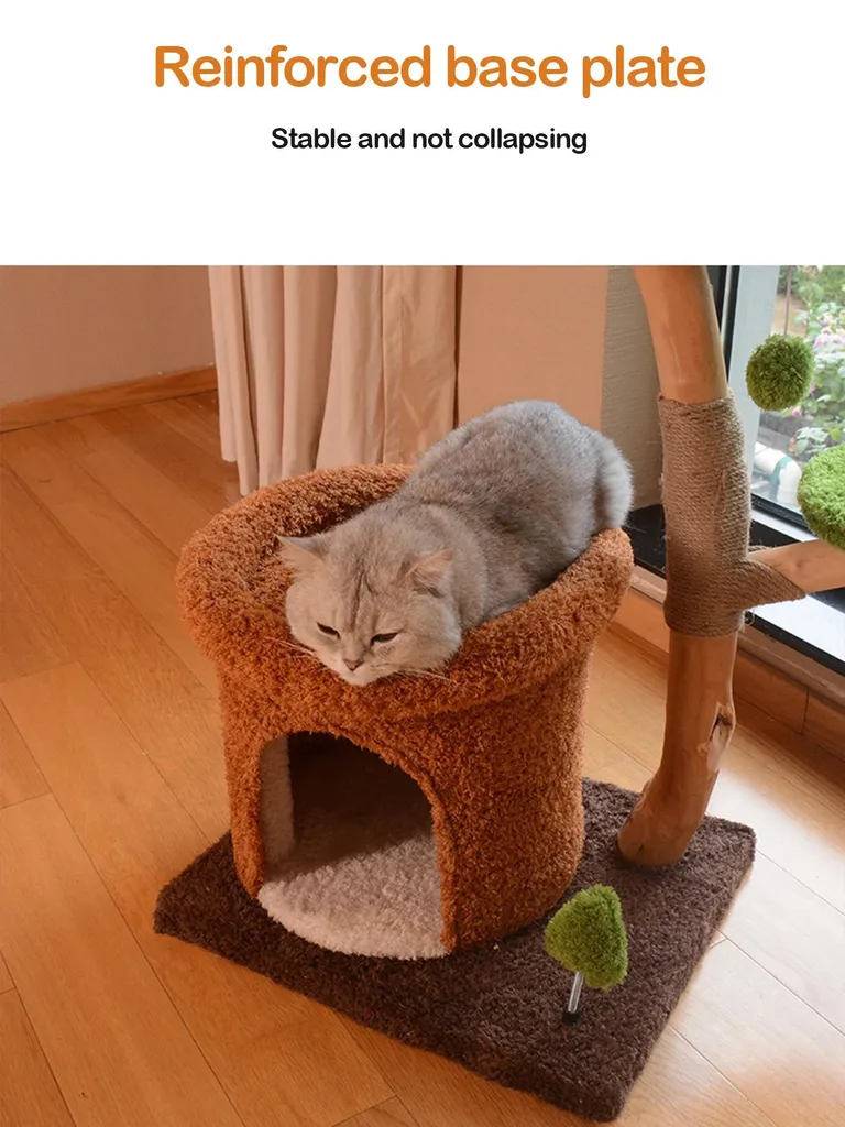 Katzenvilla Arbre à Chat en Bois 3 Niveaux Design Épuré pour Intérieur - 11