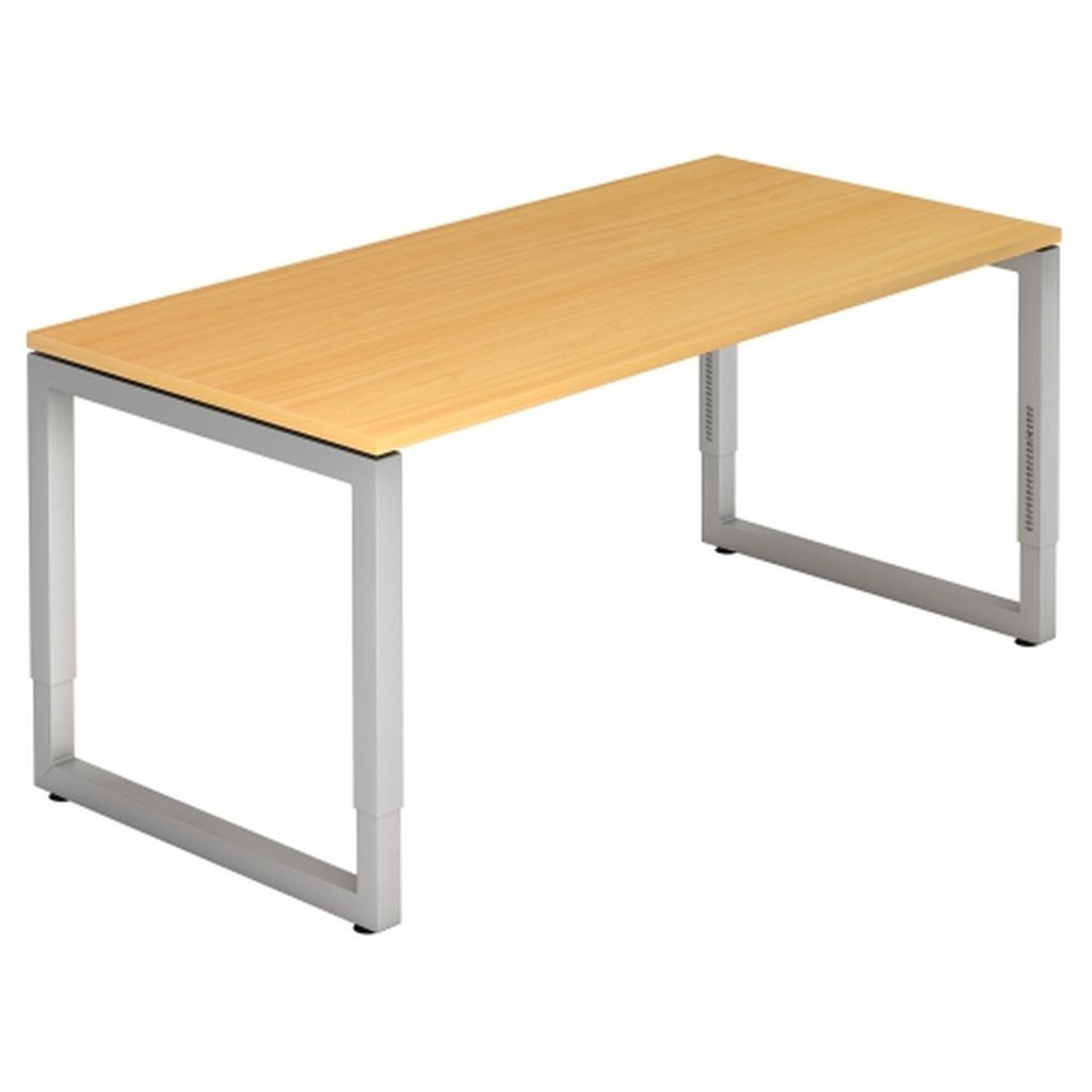 Büro Schreibtisch 160x80 cm Modell RS16 mechanische Höheneinstellung 6=Buche-silber
