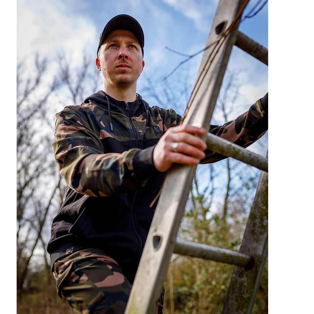 Fox Lightweight Khaki/Camo Split Zip Hoodie For Fishing – Unisex