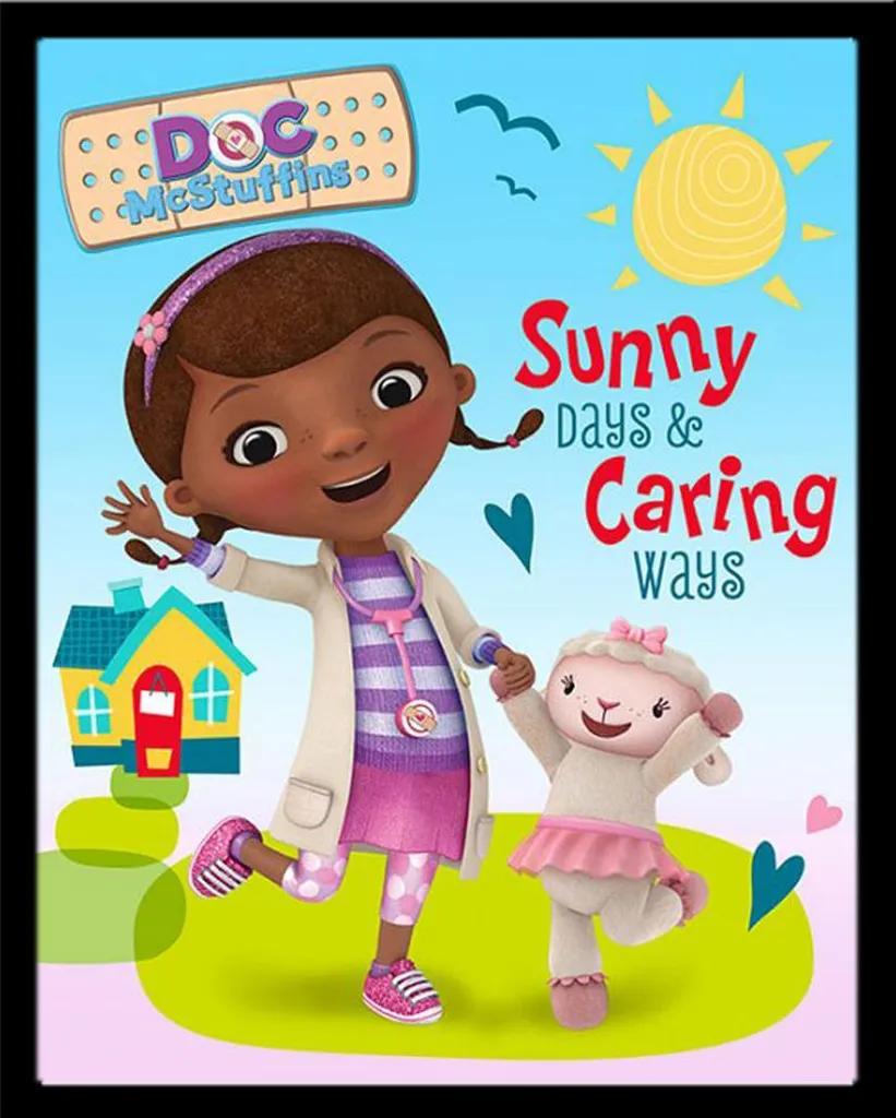 Doc McStuffins - Mini-Poster - Sunny Days + cornice rimovibile, Shinsuke® Mini MDF nero, disco acrilico