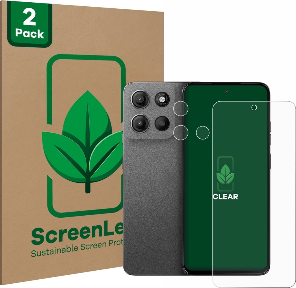 2x ScreenLeaf Schutzfolie für Motorola Moto G15 Power (Display+Kamera) nachhaltiger Displayschutz Display Schutz Folie Klar Transparent
