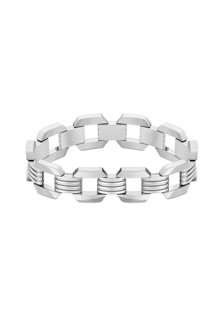 Bracelet Homme Police en Acier et Cuir Tressé Noir Style Urbain