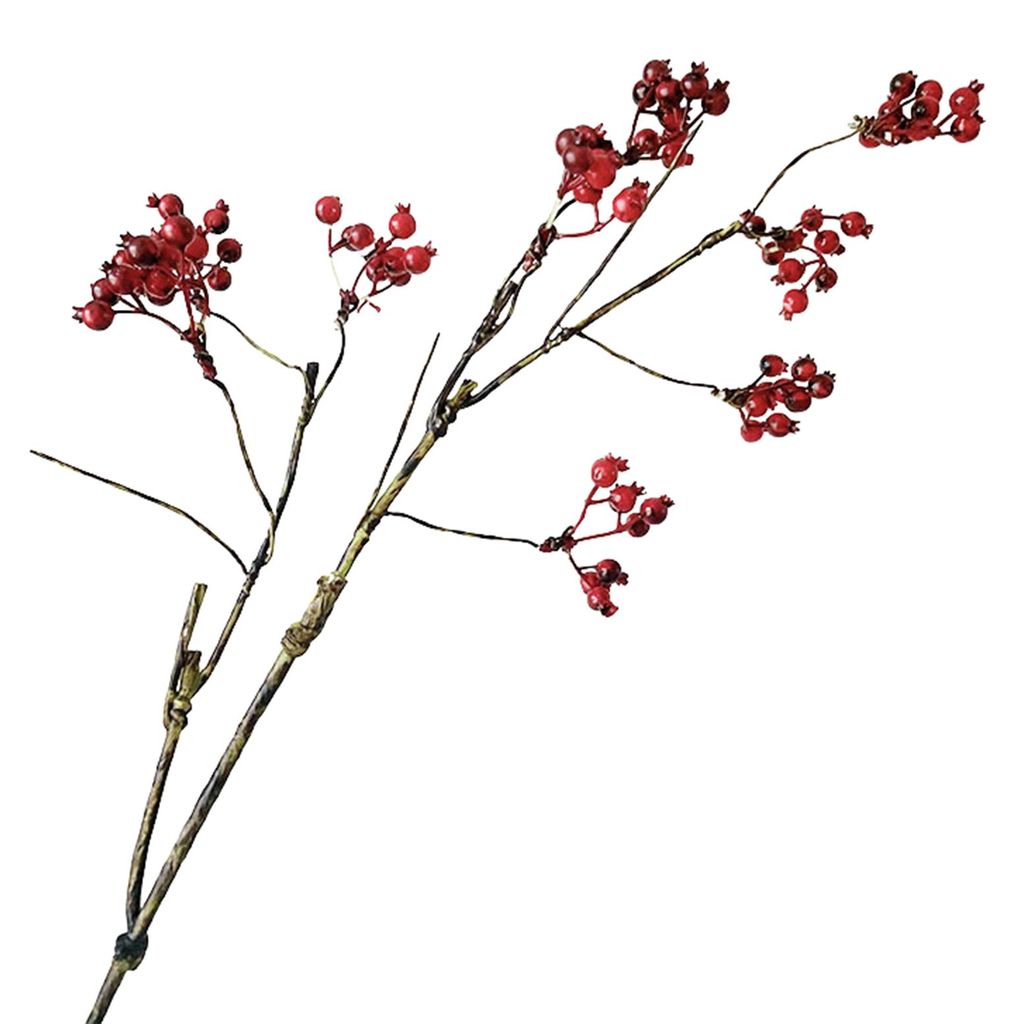 Künstlicher Beerenzweig mit realistischen gelben, blauen und roten Beeren für drinnen und draußen, ideal für Partys, Zuhause oder Büro.