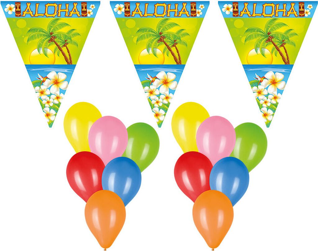 Deko Set Wimpelketten, Luftballons Hawaii Sommer Aloha 22 tlg. Größe: ohne Attribut