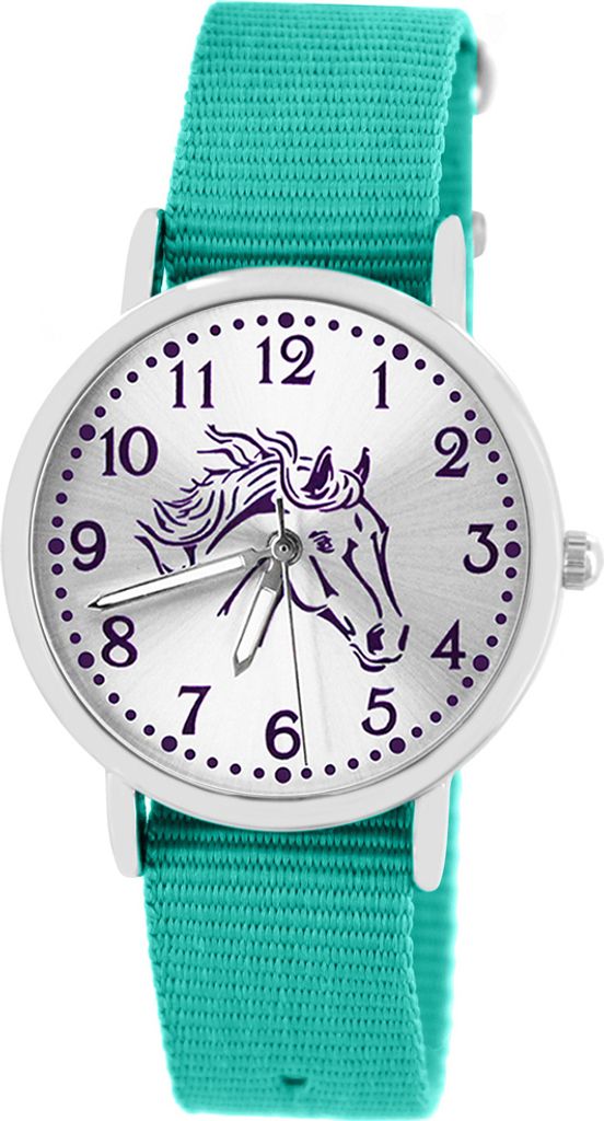 Armbanduhr Mädchen Pferd violett Kinderuhr wasserdicht Produktbild 