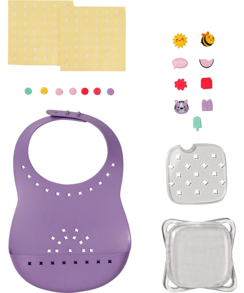BABY born Lätzchen Pin-Play - Puppenkleidung inkl. verschiedenen Pins zum Verzieren - Für alle 43cm Puppen - Hochwertiges Puppenzubehör aus Kuns...