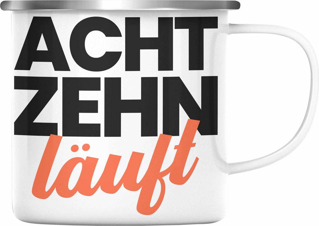 Trendation - 18. Geburtstag Emaille Tasse Geschenk Mädchen Jungen Geschenkidee Lustig Spruch Sprüche 18 Geschenke Geschenkideen zum 18 Bday 18er ...