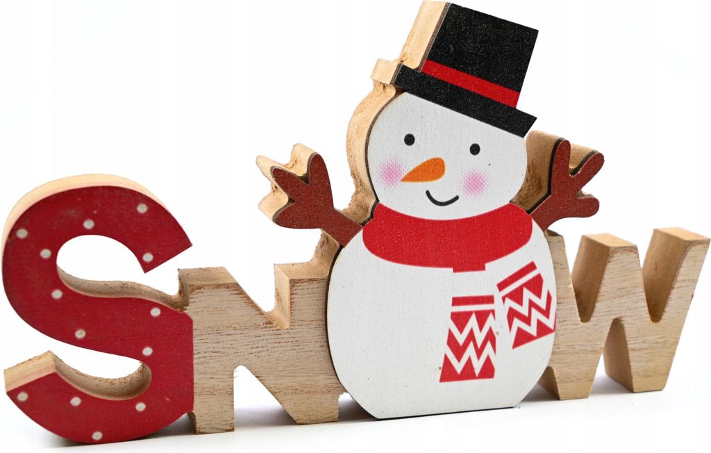 Holz Schneemann Figur 22cm - Weihnachtsdeko Aufsteller Tisch - Winterdeko Rustikal