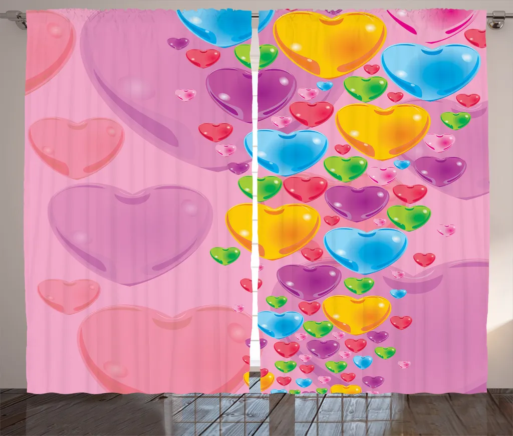 Tenda Soggiorno ABAKUHAUS Lavabile 280x245cm | Cuori Multicolore