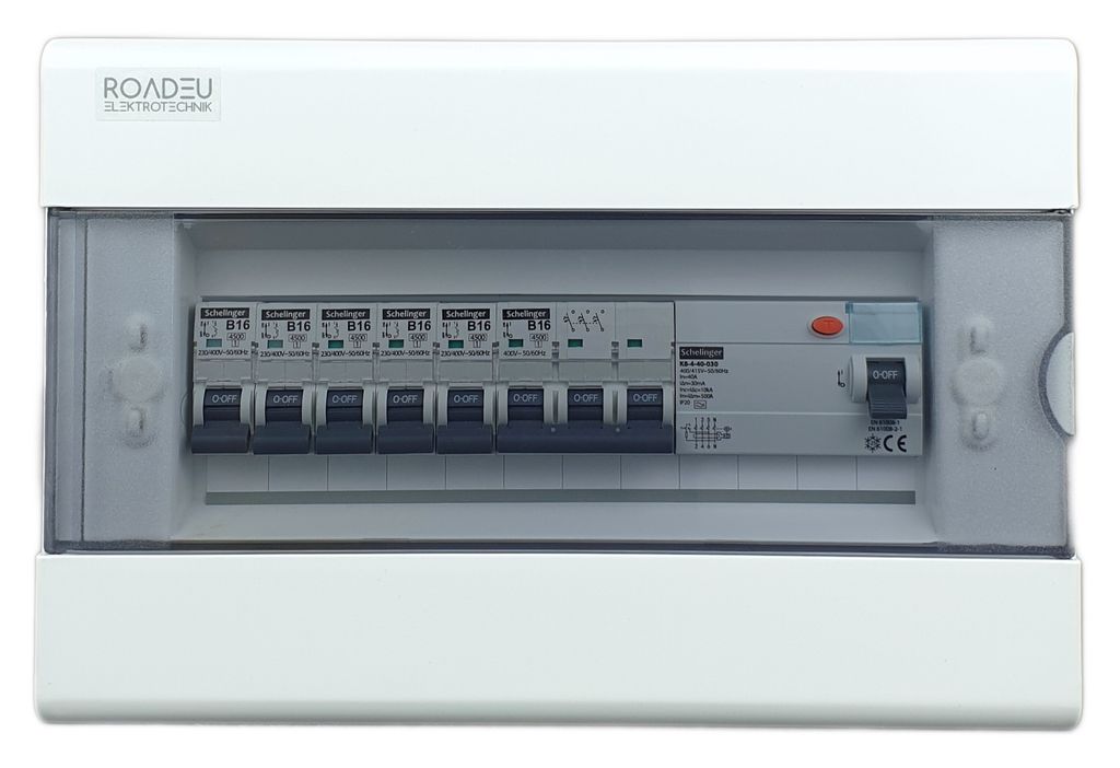 Leitungsschutzschalter - Komplett mit Fi Schutzschalter 40A - 16A Sicherungsautomat B 3P und 1P. Sicherungskasten Aufputz