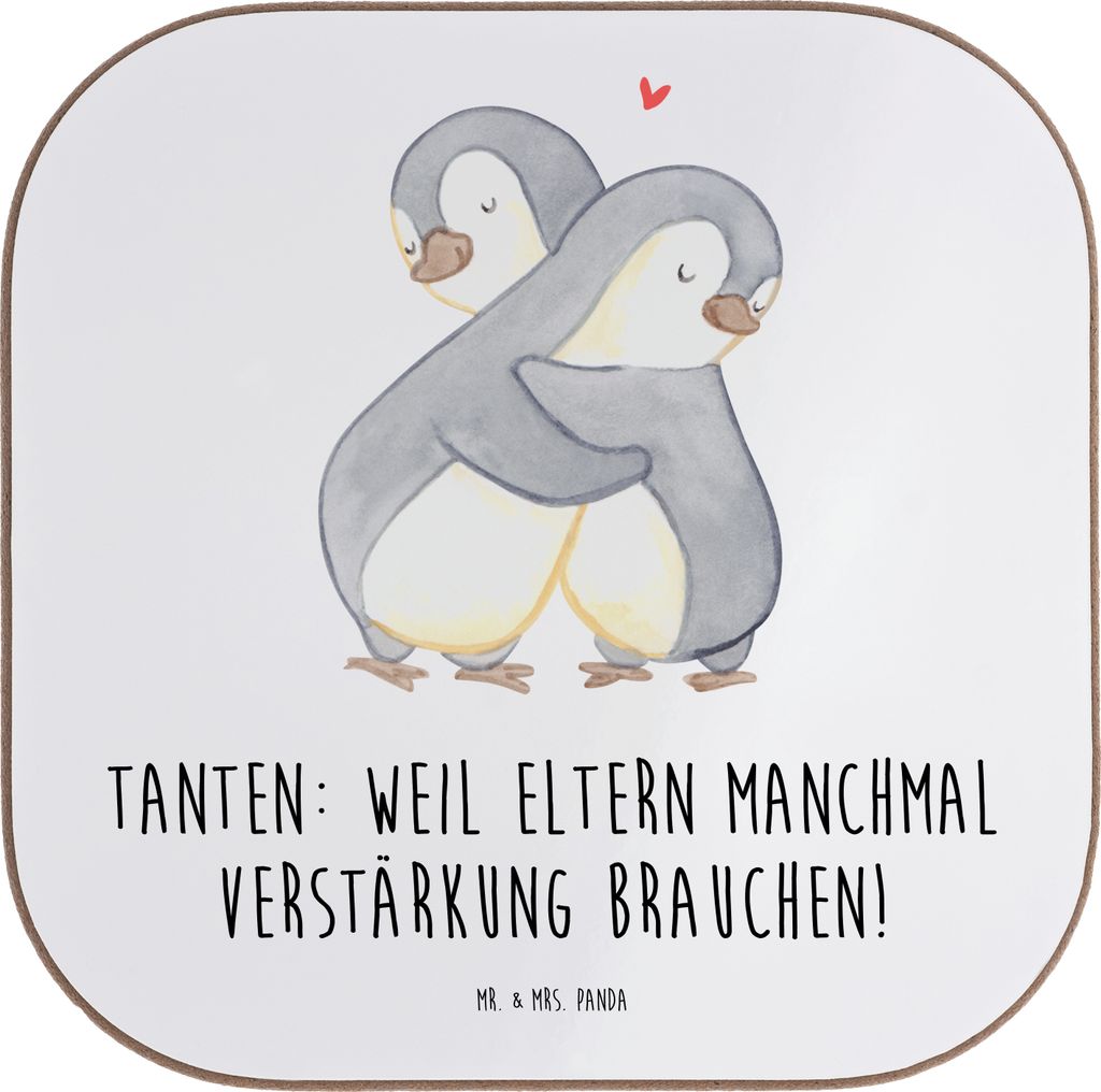 Mr. & Mrs. Panda Tischuntersetzer Liebe Tanten - Weiß - Geschenk, herzerwärmende Sprüche, Jubiläen, gläseruntersetzer, Nichte, Eltern, Unterse...