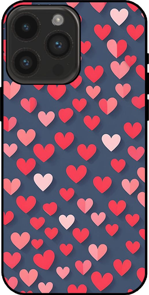 Smartphonica Handyhülle Geeignet für iPhone 14 Pro Max mit rosa und rotem Herzdruck - TPU-Hülle mit Rosa und rotes Herz Design