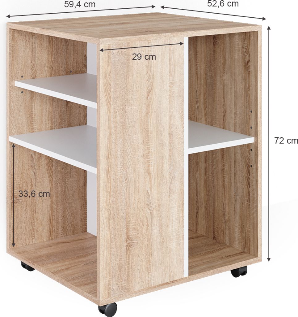 Vicco Kontener na rolki , 59 x 53 cm, Sonoma/Biały Zdjęcie produktu 3