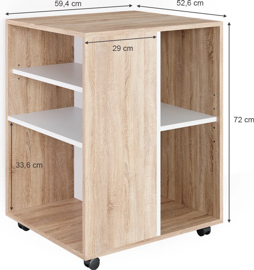 Caisson roulant compact Vicco Sonoma pour organiser son télétravail - 3