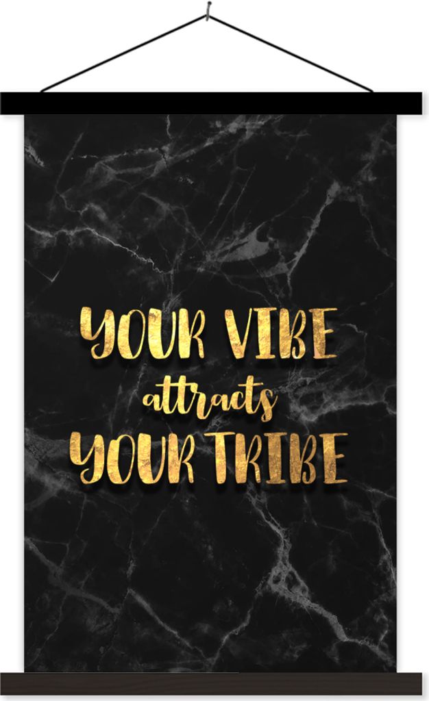 MuchoWow Textilposter Zitat - Sprichwörter - Gold - Marmor 60x90 cm mit schwarzem Rahmen - Poster Wohnzimmer