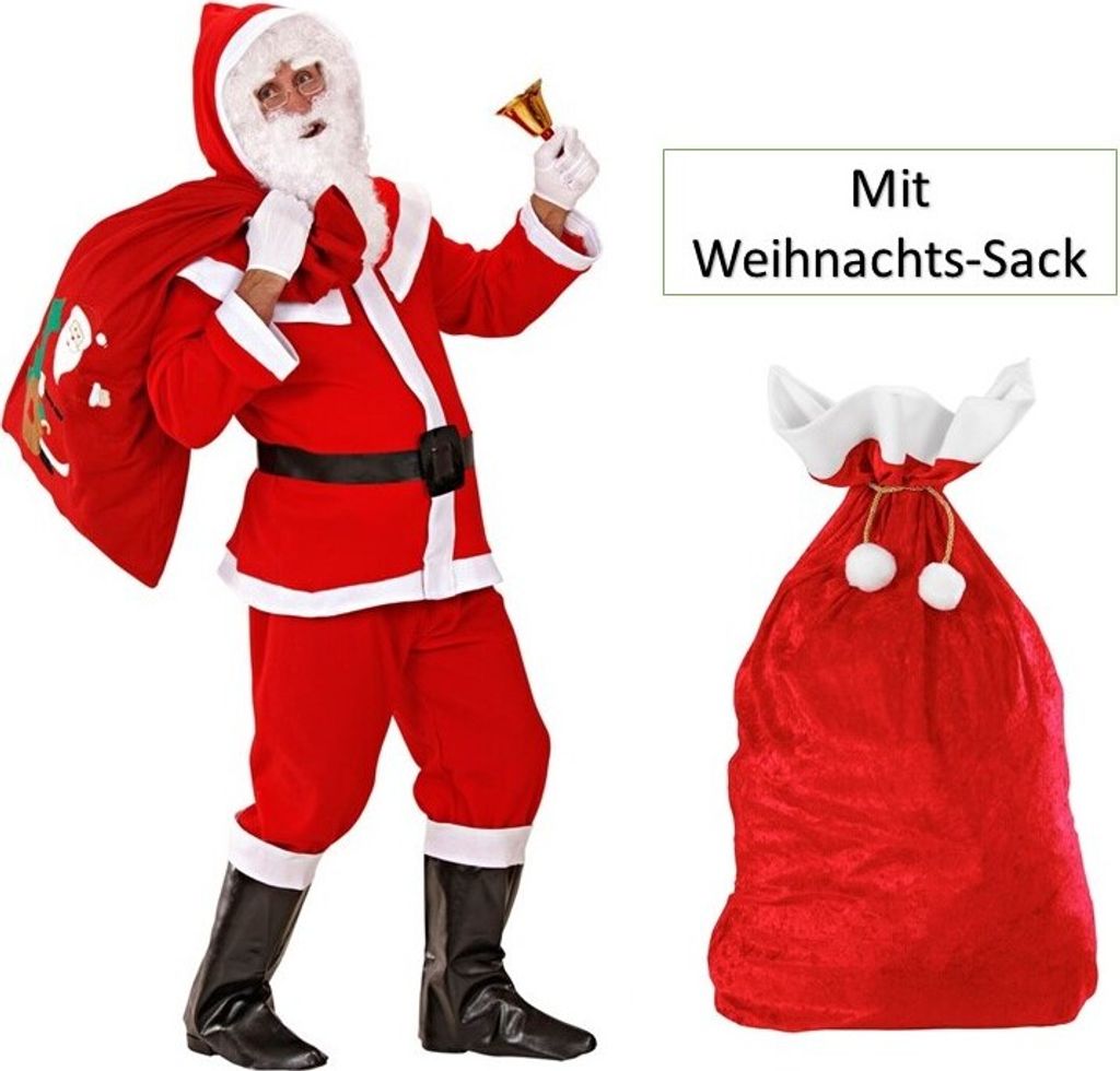 Flanell Santa Claus Kostüm komplett Weihnachtsmannkostüm Produktbild 