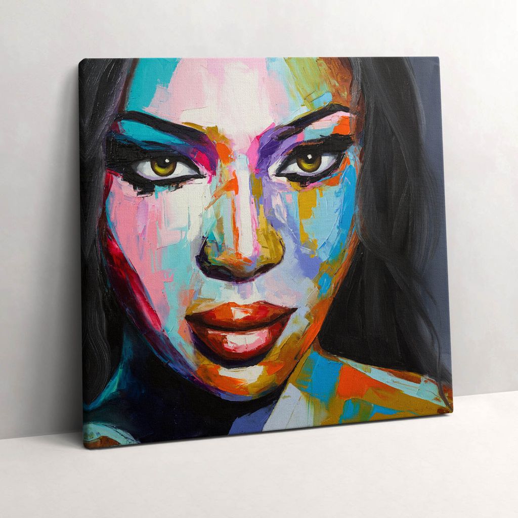 Colorful woman face – Leinwandbild Wandbild – 60x60 cm – Leinwandbilder – Wandbilder – Schlafzimmer – Flur