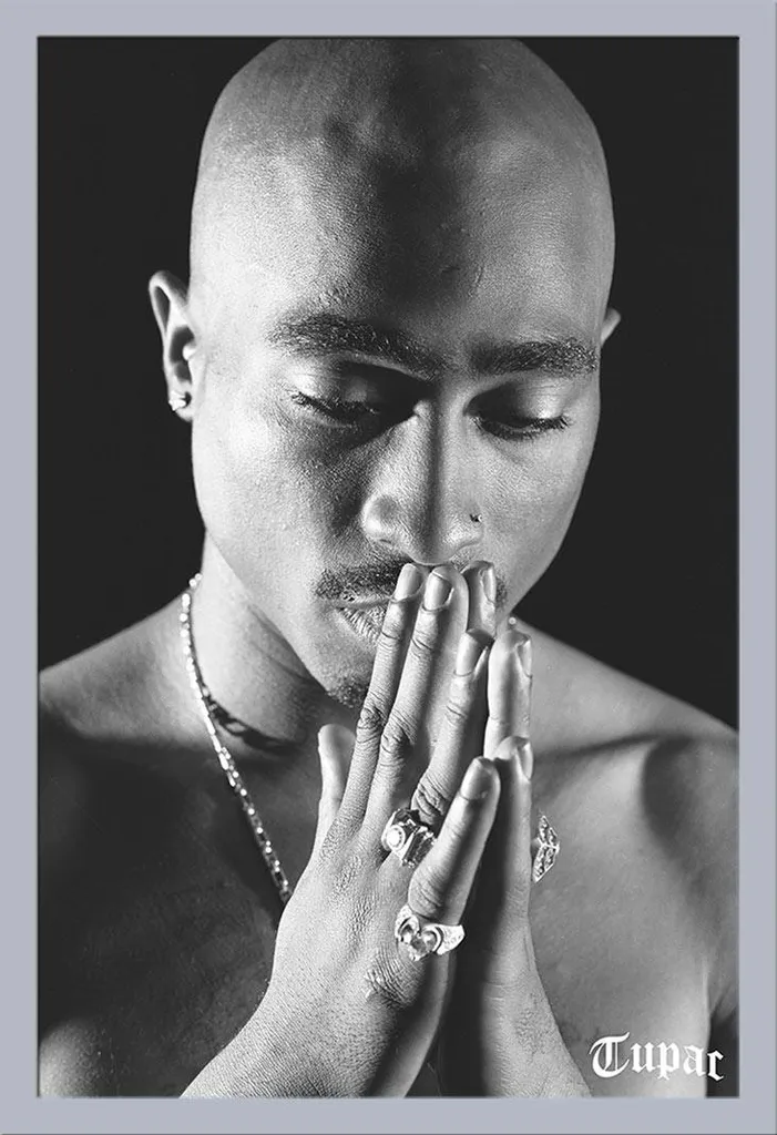Poster 2Pac Pray Cadre Argenté Interchangeable Shinsuke Vitre Acrylique