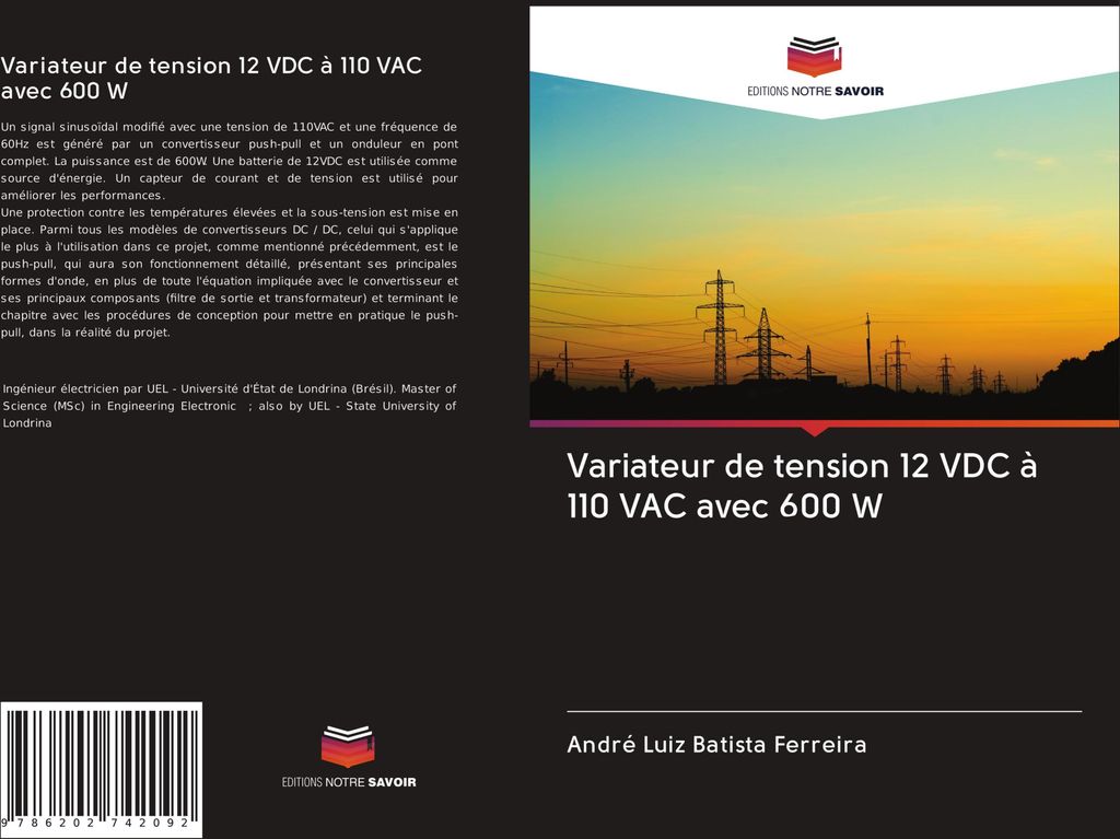 Variateur de tension 12 VDC à 110 VAC avec 600 W