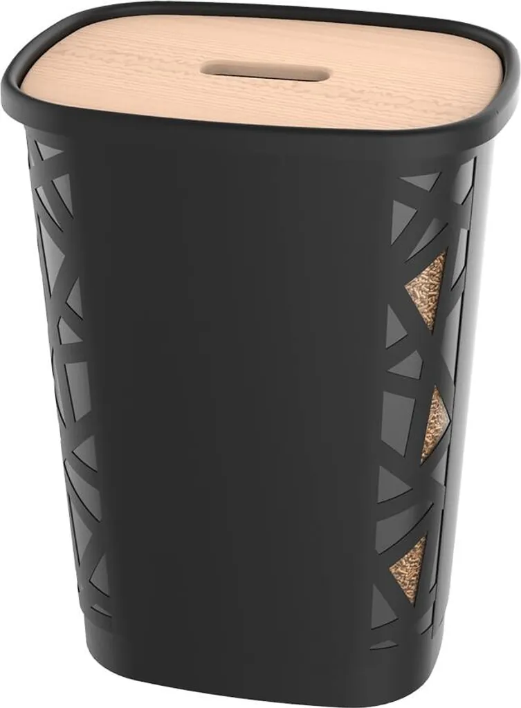 EDA Boîte de rangement pour pellets 70L noir avec roulettes intégrées