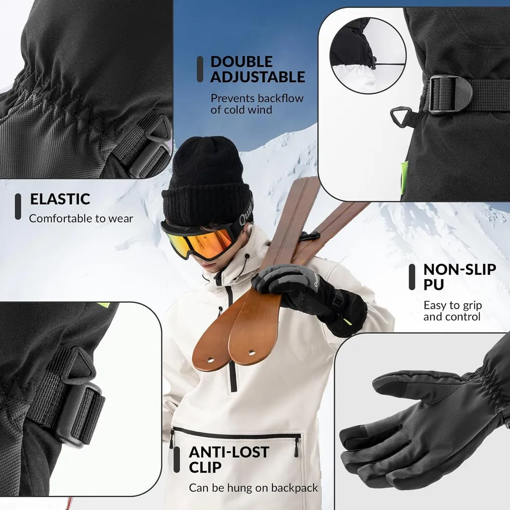 Qunature Gants Chauds Coupe-vent Écran Tactile - Noir Taille S - 5