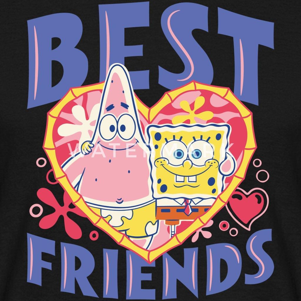 Spreadshirt Spongebob Schwammkopf Und Patrick Beste Freunde Männer T-Shirt, XXL, Schwarz