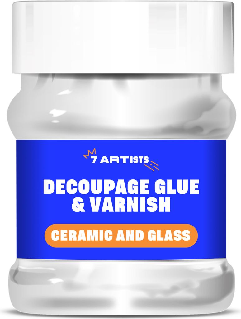 7 Artists Decoupage Kleber Lack Wasserfest 230 ml Keramik - Serviettentechnik Kleber auf Wasserbasis/Serviettenkleber für Serviettentechnik/Servie
