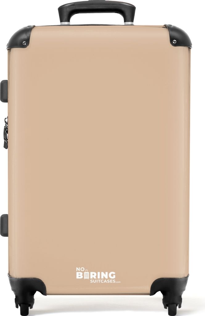 NoBoringSuitcases.com - Großer Koffer Damen - Reisekoffer beige mit 4 Rollen - Rolltrolley 72 Liter - Rollkoffer groß Damen - Geräumiger Reiseko...