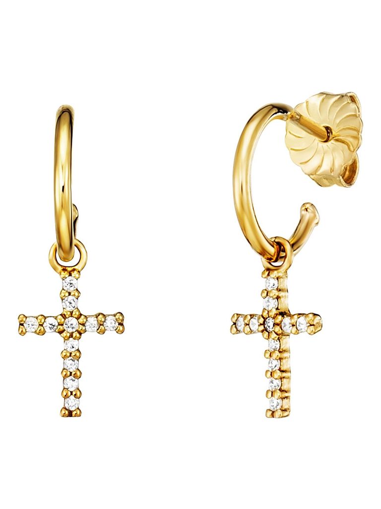 Julie Julsen JJER01147.3 Damen Ohrringe Kreuz Silber 925 Gold weiß