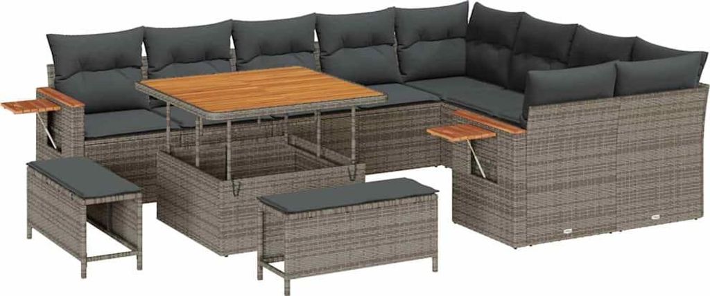 "WINTER SALE"Gartensofa-Set - Outdoor-Lounge-Set - mit Kissen 12er Set,multifunktional& Moderne - Grau - Gartengarnitur - Gartensofas NEU4195428