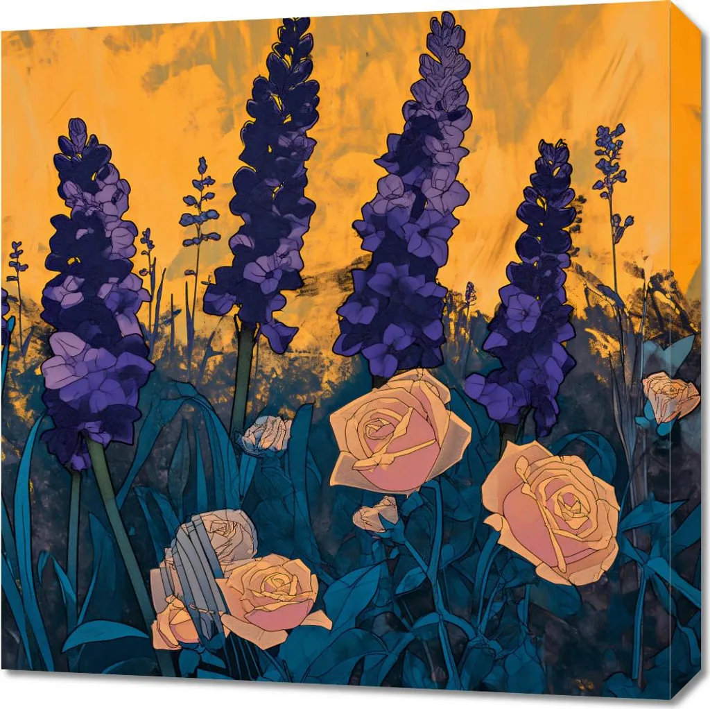 Image 60 x 60 cm Jardin Doré - Tableau Décoratif Carré pour Salon Chic