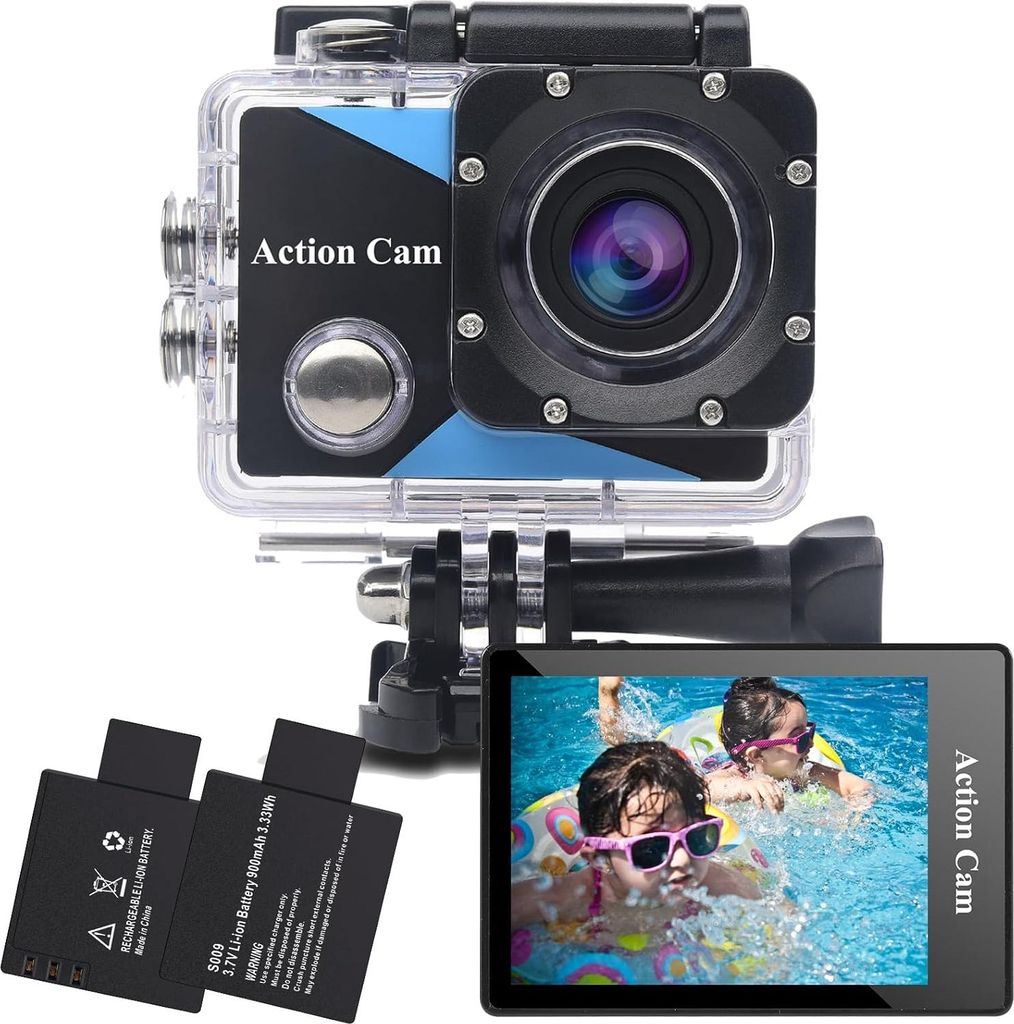 Nvgfelis Action Cam FHD 1080P, 140 Grad,Unterwasserkamera 30M wasserdicht,